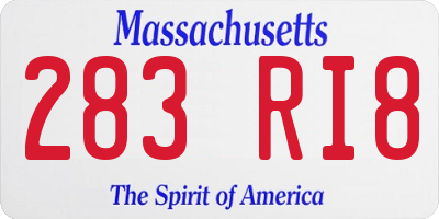 MA license plate 283RI8