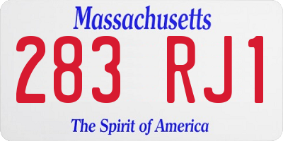 MA license plate 283RJ1
