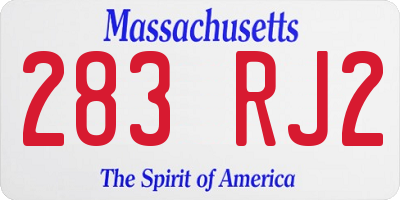 MA license plate 283RJ2