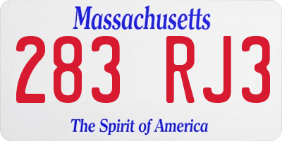 MA license plate 283RJ3