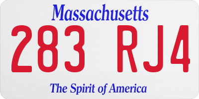MA license plate 283RJ4