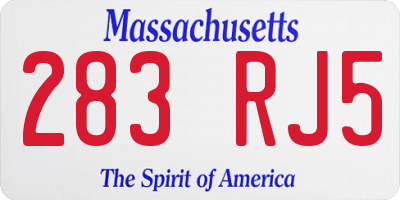 MA license plate 283RJ5