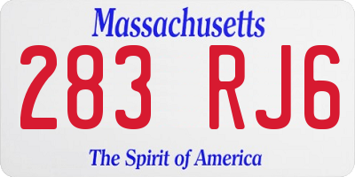 MA license plate 283RJ6