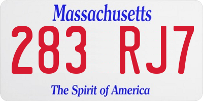 MA license plate 283RJ7
