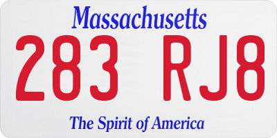 MA license plate 283RJ8