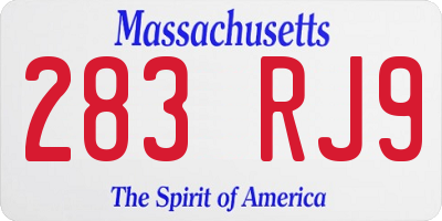 MA license plate 283RJ9