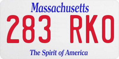 MA license plate 283RK0