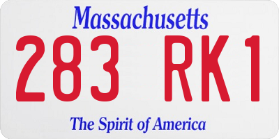 MA license plate 283RK1