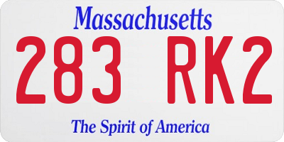 MA license plate 283RK2