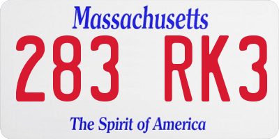 MA license plate 283RK3