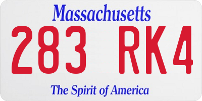 MA license plate 283RK4