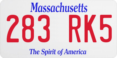 MA license plate 283RK5