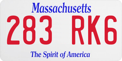 MA license plate 283RK6