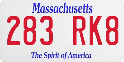 MA license plate 283RK8