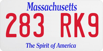 MA license plate 283RK9