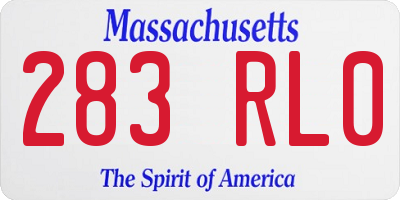 MA license plate 283RL0