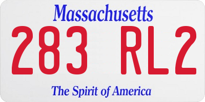 MA license plate 283RL2
