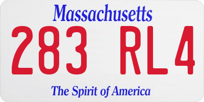 MA license plate 283RL4