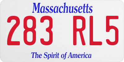 MA license plate 283RL5