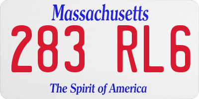 MA license plate 283RL6