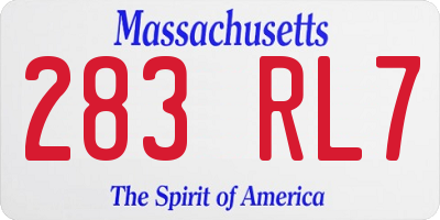 MA license plate 283RL7