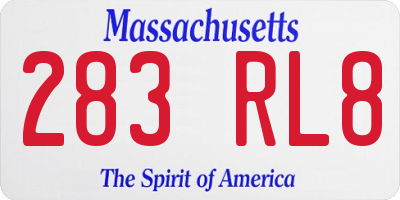MA license plate 283RL8