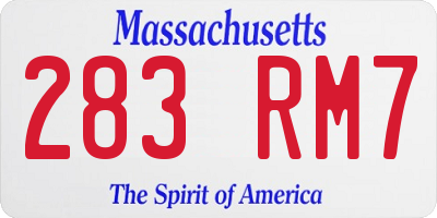 MA license plate 283RM7