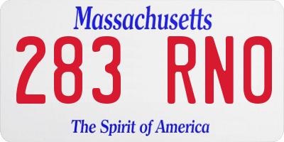 MA license plate 283RN0