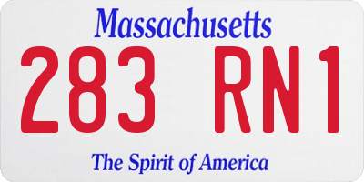 MA license plate 283RN1
