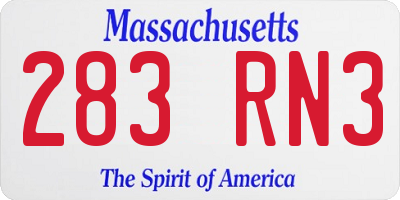 MA license plate 283RN3