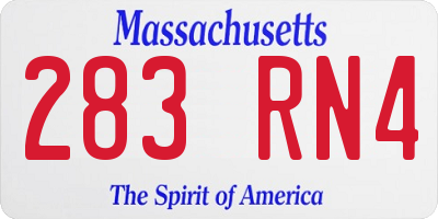 MA license plate 283RN4