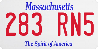 MA license plate 283RN5