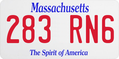 MA license plate 283RN6