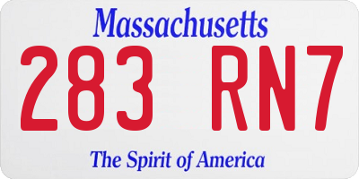 MA license plate 283RN7