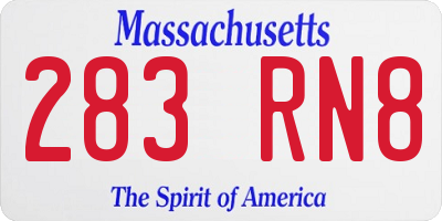 MA license plate 283RN8