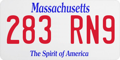 MA license plate 283RN9