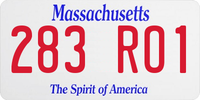 MA license plate 283RO1