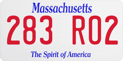 MA license plate 283RO2