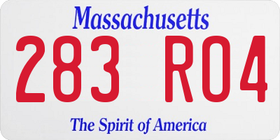 MA license plate 283RO4