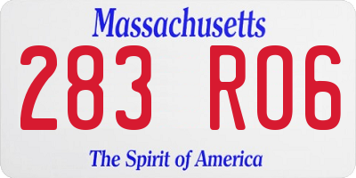 MA license plate 283RO6