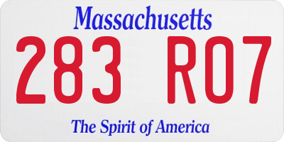 MA license plate 283RO7