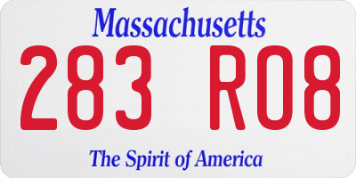 MA license plate 283RO8