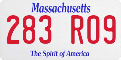 MA license plate 283RO9