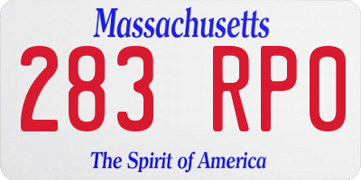 MA license plate 283RP0