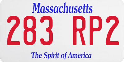 MA license plate 283RP2