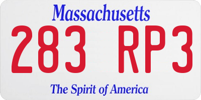 MA license plate 283RP3