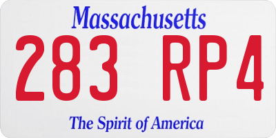 MA license plate 283RP4