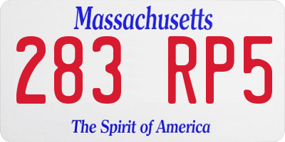 MA license plate 283RP5