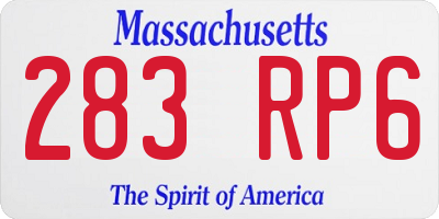 MA license plate 283RP6