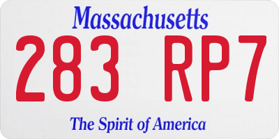 MA license plate 283RP7